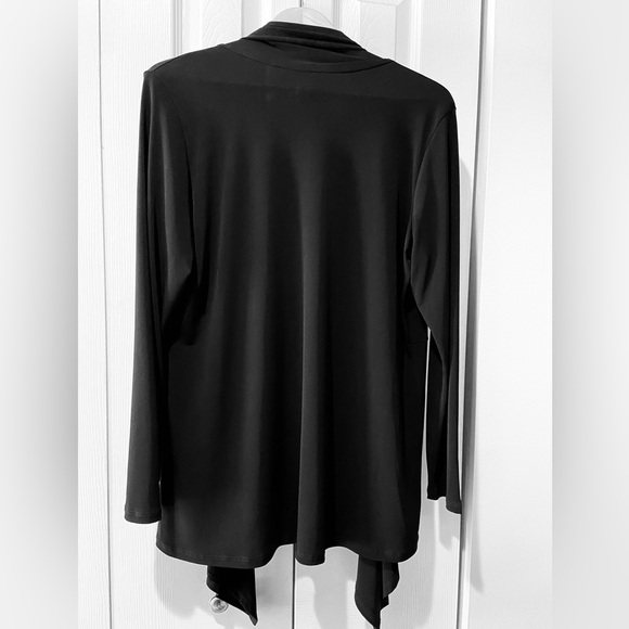 NWOT~Rich Black Open Front Waterfall Cardigan by Clara Sun Woo - Picture 4 of 6